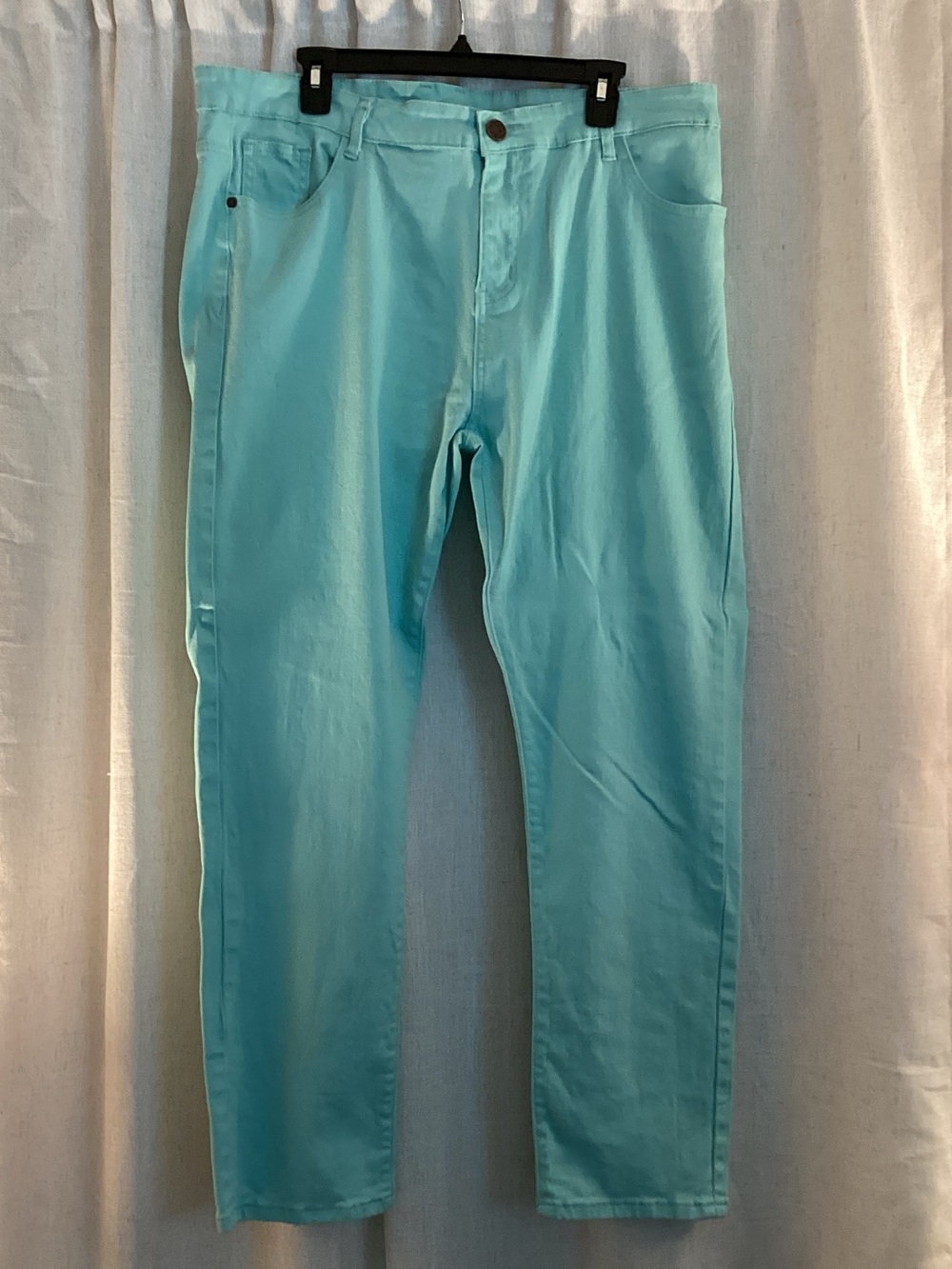 Men's Slim Straight Jeans in Aqua Blue 40x28